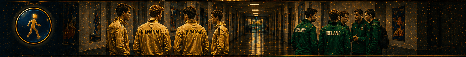 Young people passing each other in a hallway